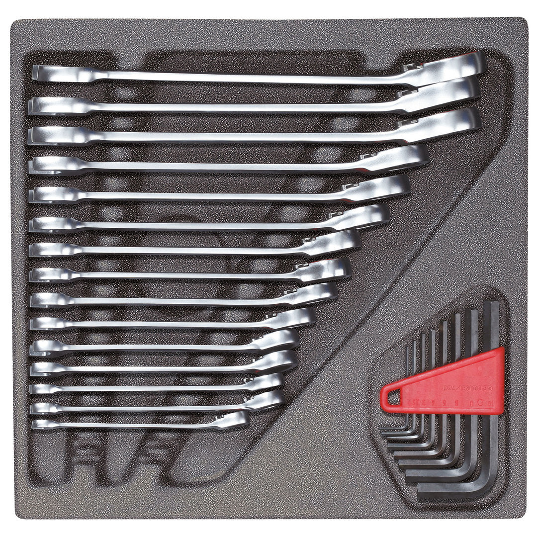 Juego de llaves combinadas de carraca y allen modulo CT 24 piezas GEDORE red