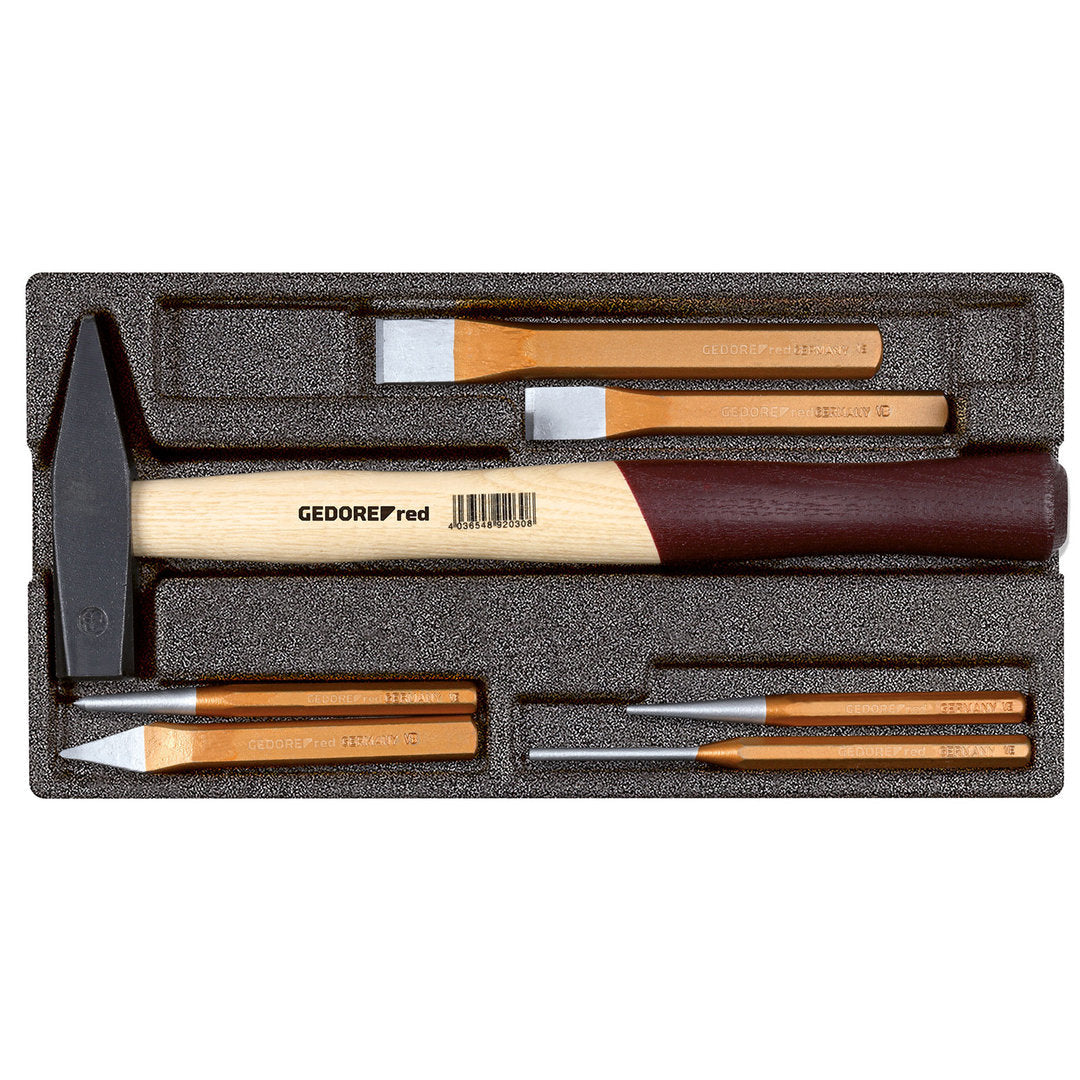 Juego de martillo y cinceles modulo CT 2/6 7 piezas GEDORE red