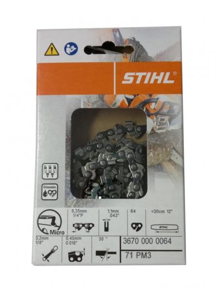 Cadena STIHL 1/4"P Picco Micro — 64 eslabones, 30cm — Ref. 3670 000 0064
