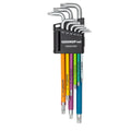 Juego de 9 llaves acodadas TX colores, T10-T50