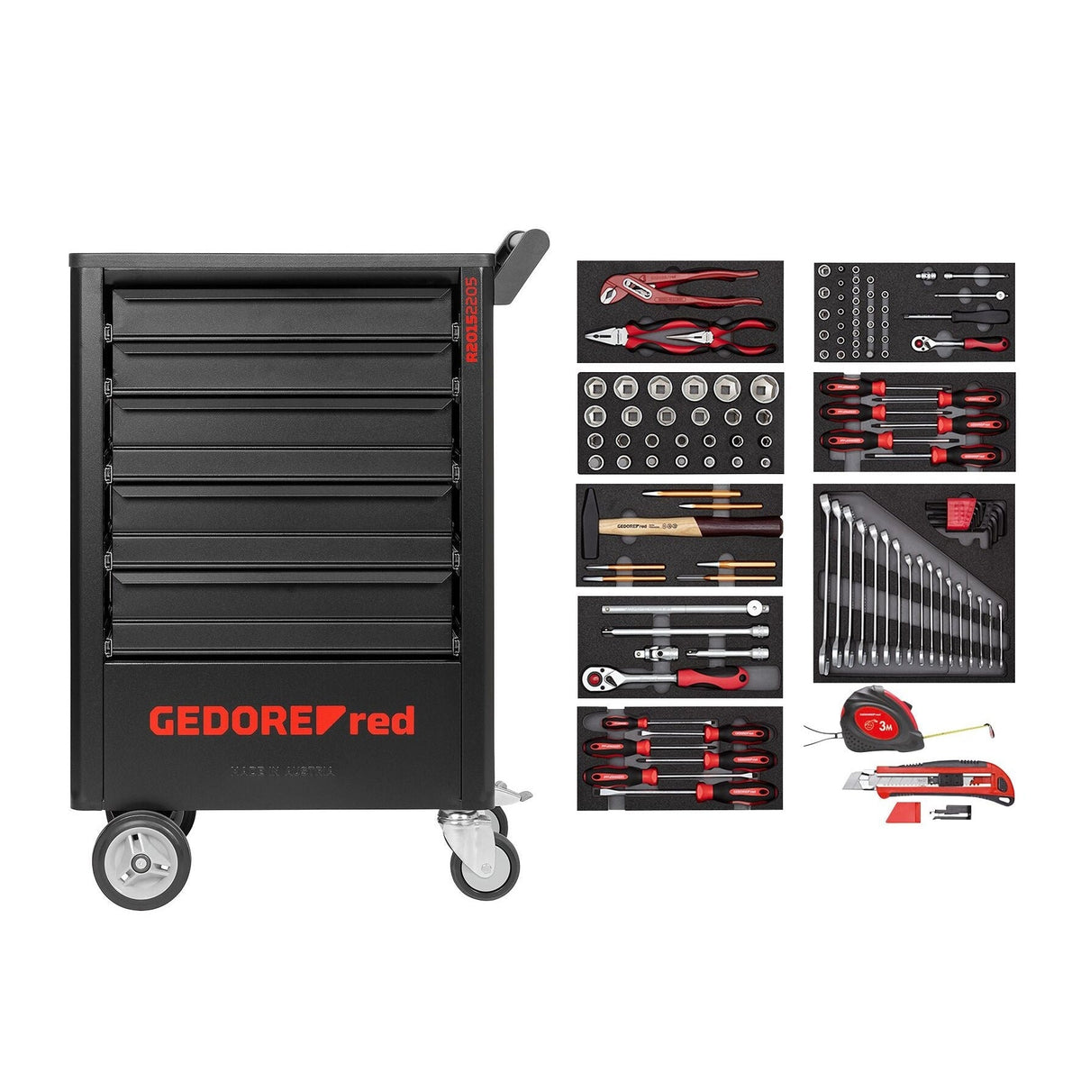 Carro de herramientas GEDWorker con 119 herramientas GEDORE red