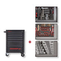 Carro de taller MECHANIC negro con 129 herramientas GEDORE red